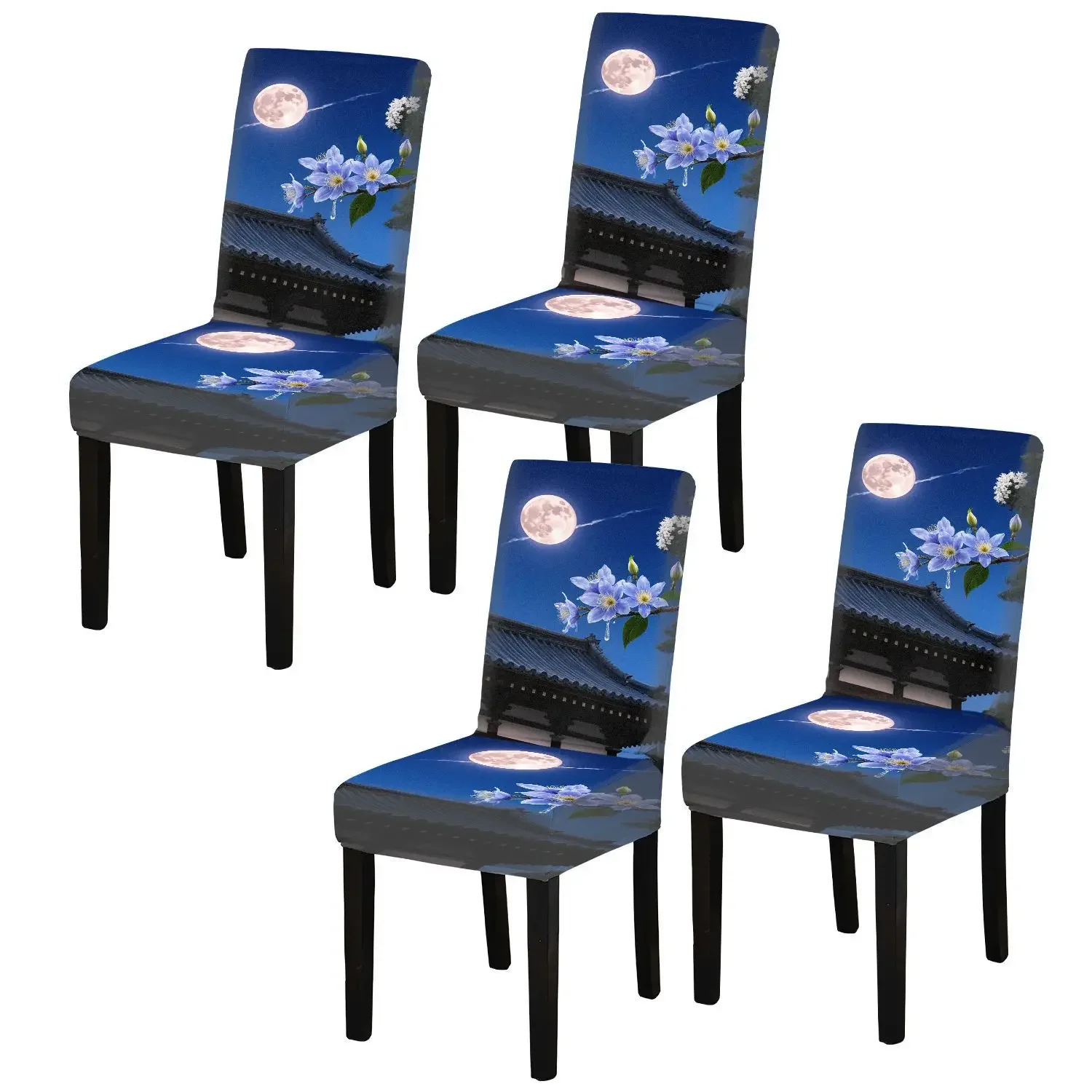 Restaurant seat protective cover, removable and washable home decoration products, healing mountain print chair cover