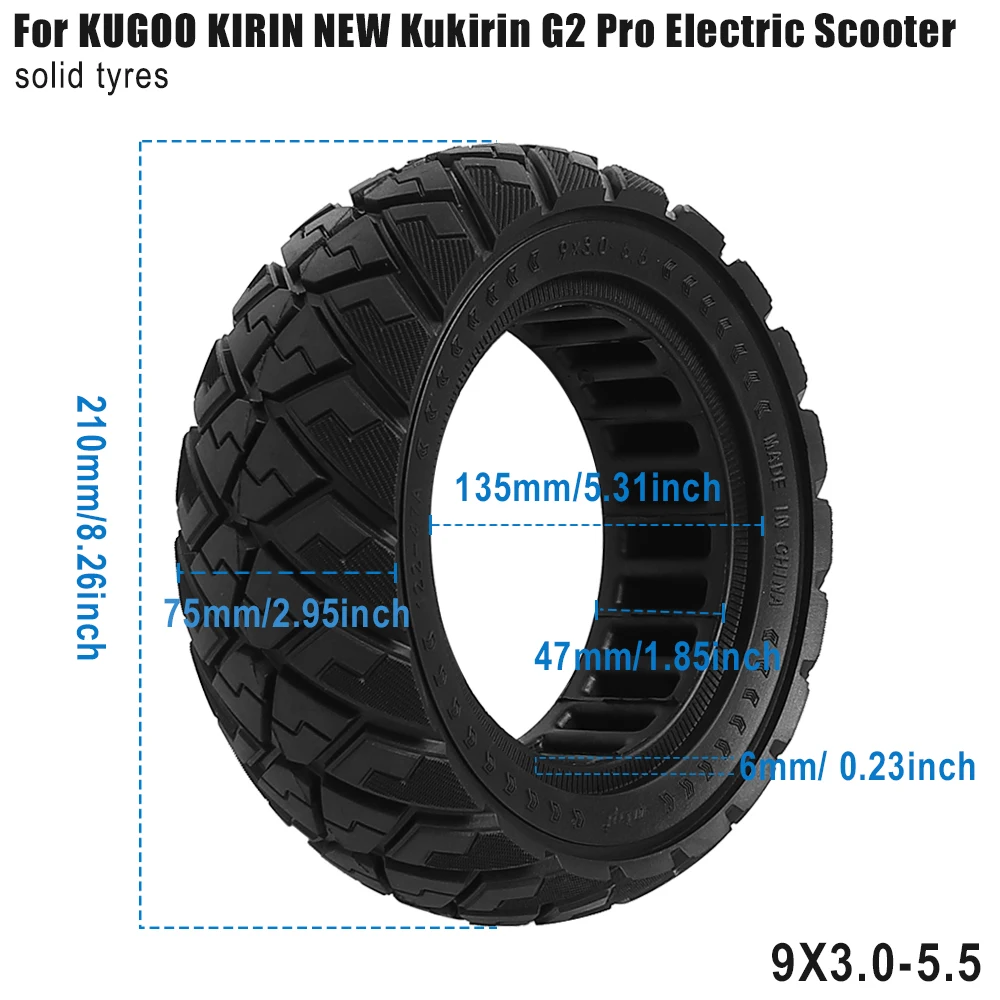 

9*3.0-5.5 Solid Tires For KUGOO KIRIN NEW Kukirin G2 Pro Electric Scooter Non-Slip Durable Anti-puncture Replacement Wheels