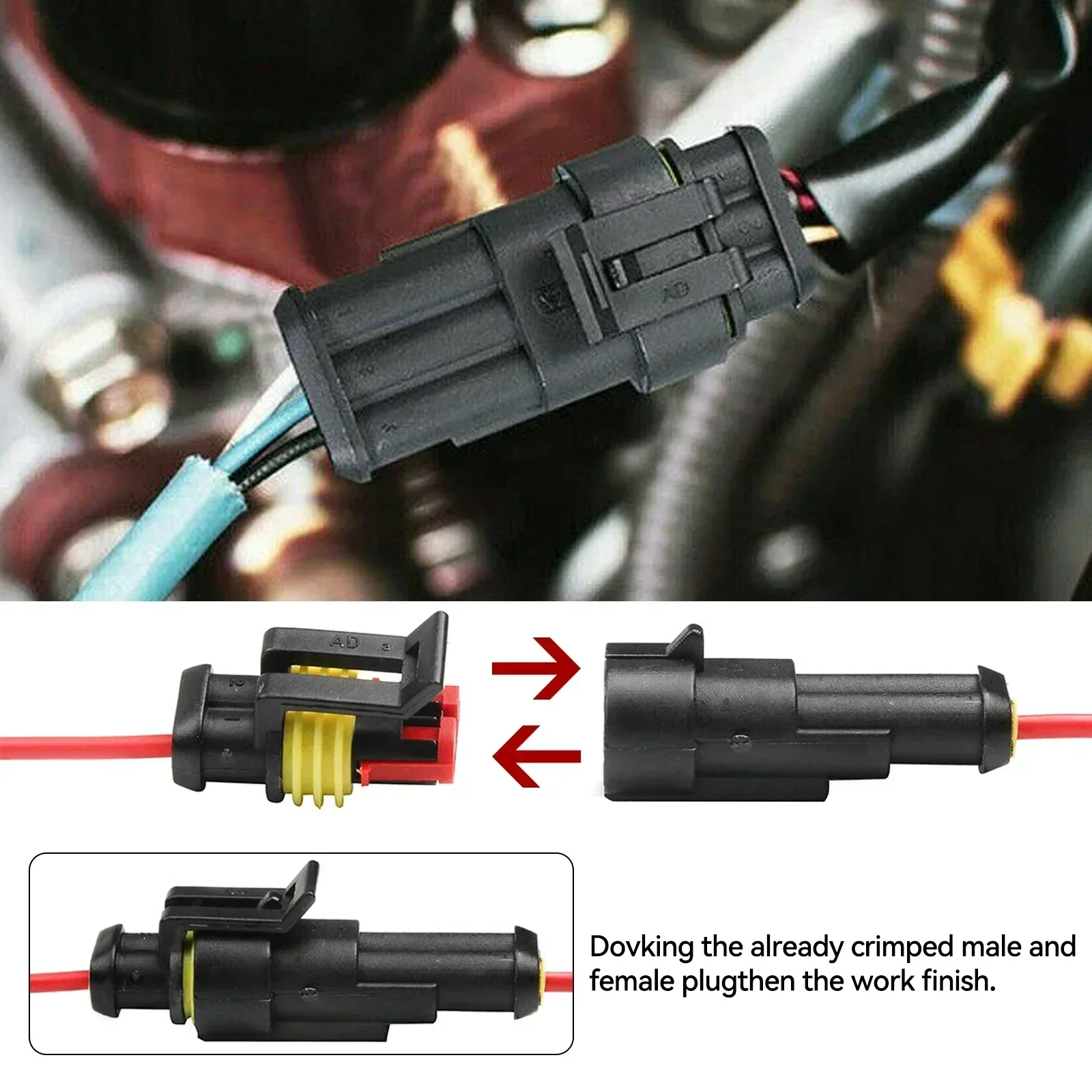 708pcs 1 2 3 4 5 6 Pin Super Seal AMP Electrical Connector Automotive Waterproof Lamp Male And Female Plug For Auto Car Marine