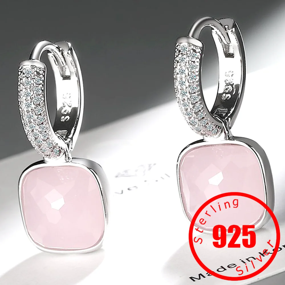 Occident Crystal Geometryczna kwadratowa klamra do uszu Proste, lekkie, luksusowe kolczyki igłowe ze srebra próby 925 Wysokiej jakości biżuteria na prezenty