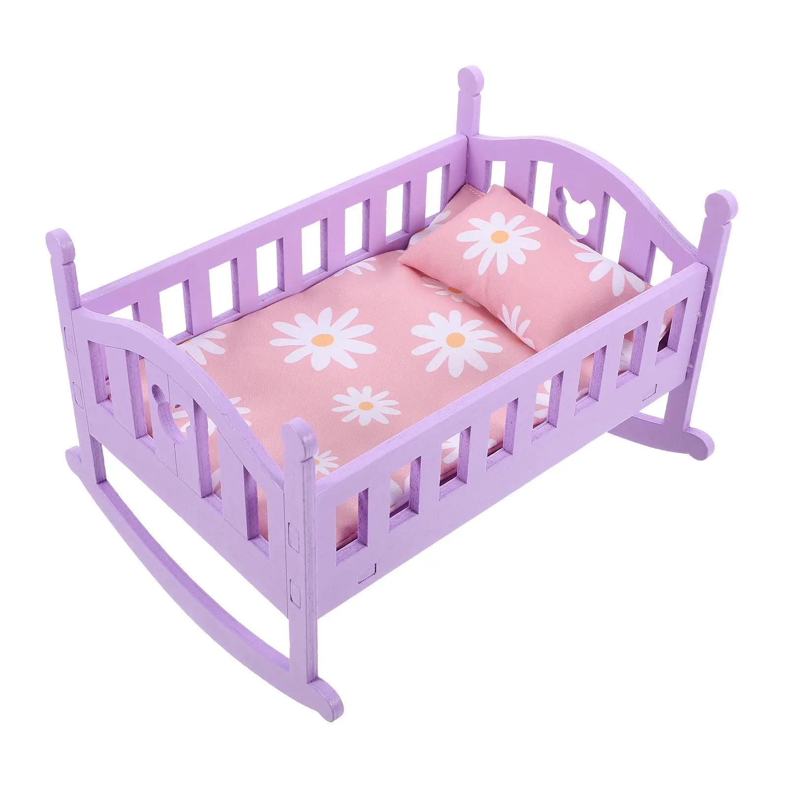 

1Set Wooden Miniature Crib for Dollhouse Bedroom Decoration Rustic DIY Mini House Furniture Fine Craftsmanship Realistic Design