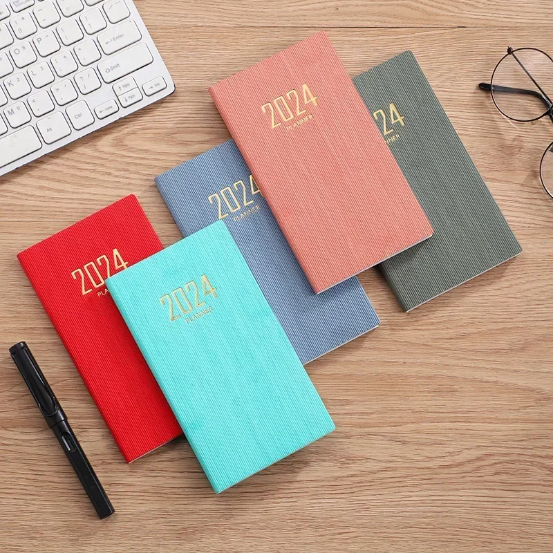 1Pc 2024/2025 Annual Planner Mini Portable Pocket Notebook Multi-functional English Inner Pag Diary Ledger Agenda Book Calendar