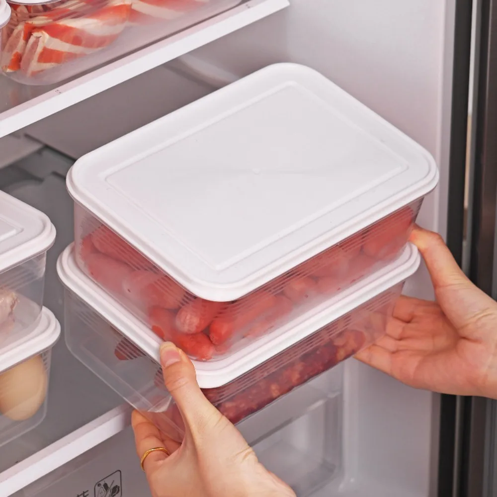 

3Pcs 2000ml Refrigerator Storage Box Microwaveable Rectangular Fresh-Keeping Box Sealed Reusable Crisper Box Fruits