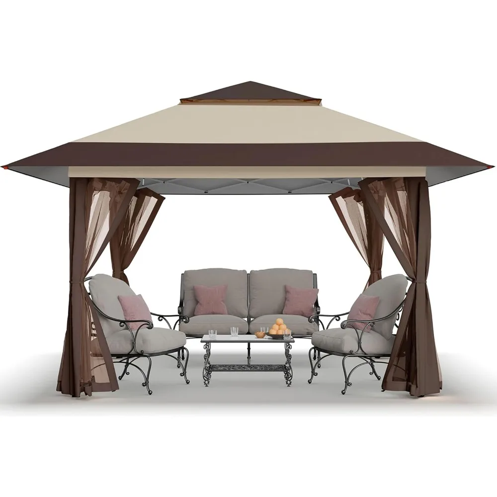 Gazebo pop-up 13x13, tenda a baldacchino, gazebo in liquidazione - Gazebo da esterno per mobili da giardino e da giardino - Tenda pop-up per carpa con