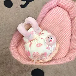 Pet Clothing Autumn/Winter New Cute Plush Strap Skirt Thick Pumpkin Skirt Teddy Bear Dog Cat Warm Coat Puppy Clothes
