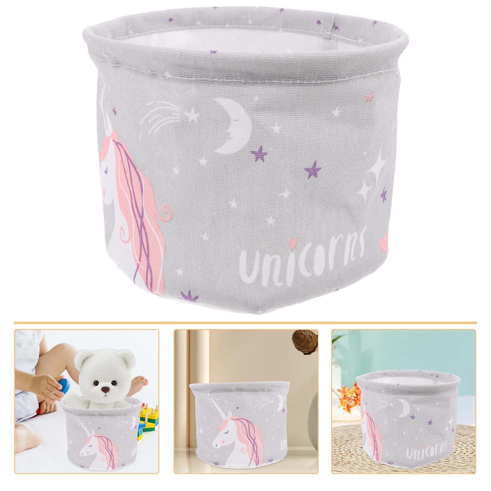 Waterproof Storage Basket Foldable Desktop ganizer Linen Fabric PE Coating Home Office Snacks Sundries Container