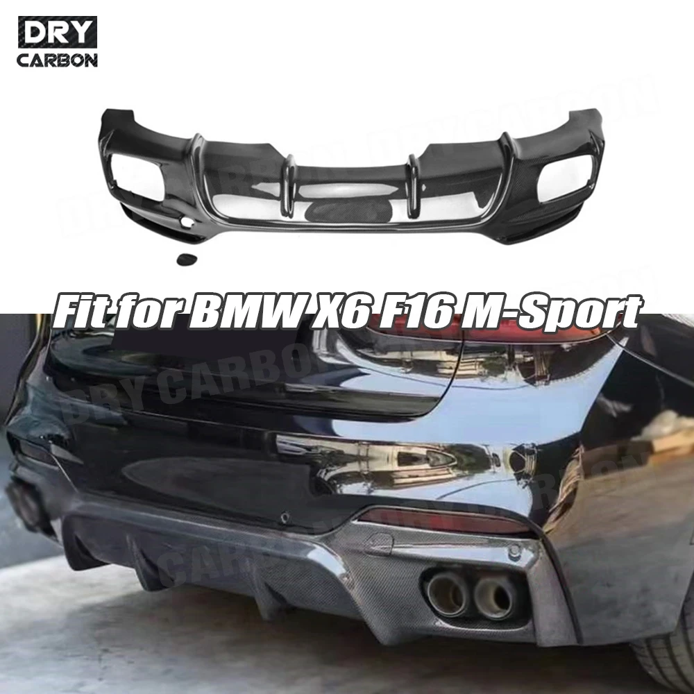 Carbon Fiber Rear Diffuser Bumper Lip Chin FRP Body Kits Car Accessories For BMW X6 F16 M Sport 2015 2016 2017 2018 2019