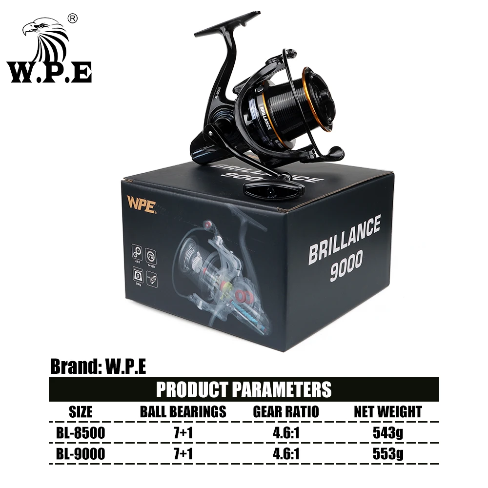 Imagem -02 - Carretel de Pesca w. p. E-carpa 8500 9000 Rolamentos Mais Relação de Engrenagens 4.6: Linha Metálica Completa Carretel Equipamento de Pesca