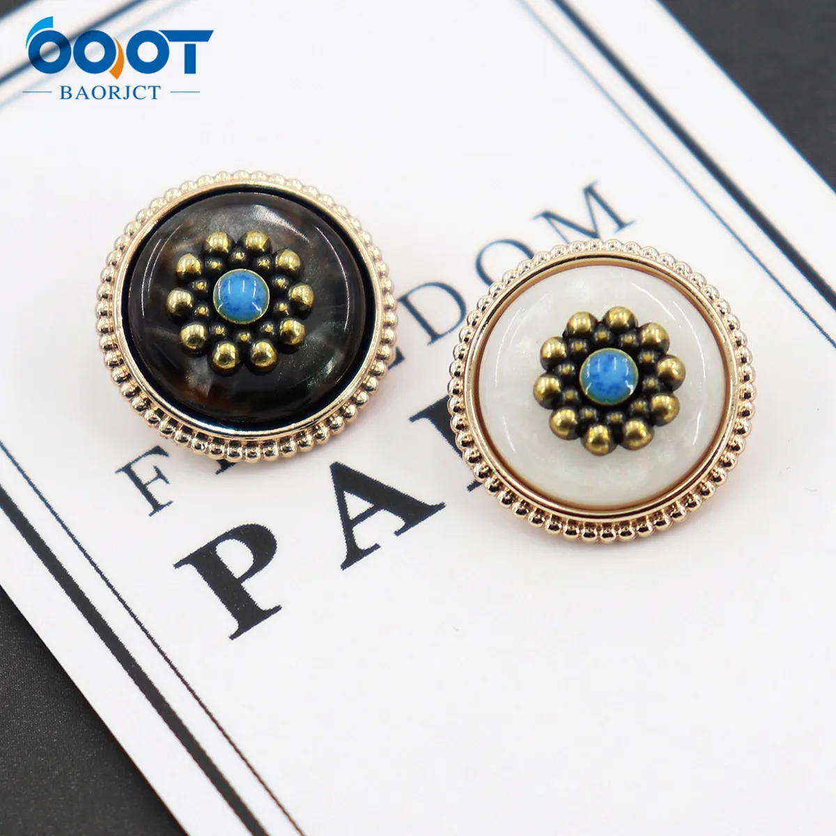 Metal &Resin Button Gold High-Quality Sweater Coat Decoration Buttons Accessories DIY 2Pcs/Lot X-141