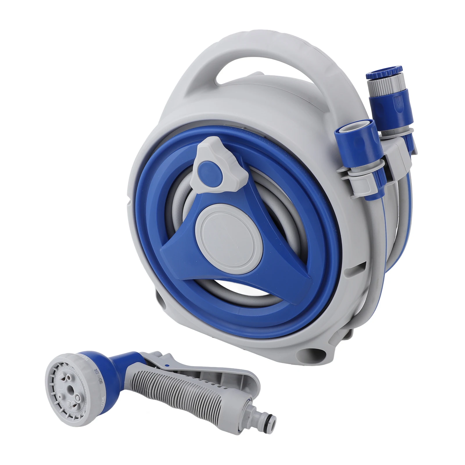 Garden Hose Reel Handheld Sunproof Hose Reel with 15m Water Pipe Nozzle for Home Yard Watering