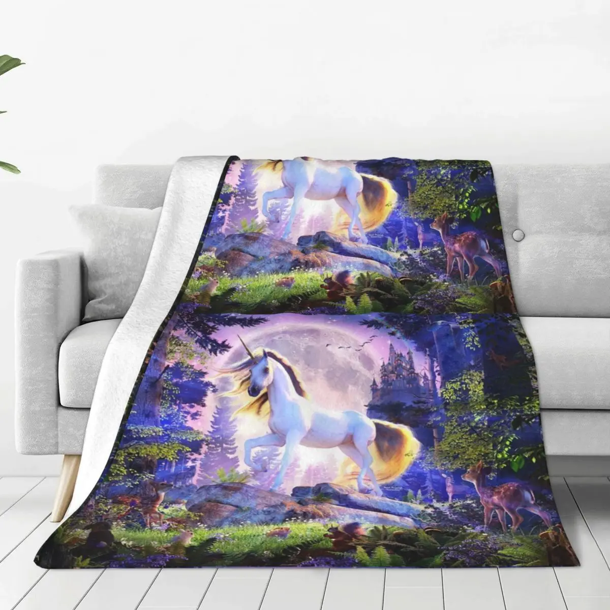 Moonlight Unicorn Blanket Fleece Warm Sofa Throw Blankets For Home Bedroom Travel Throws Bedspread Quilt