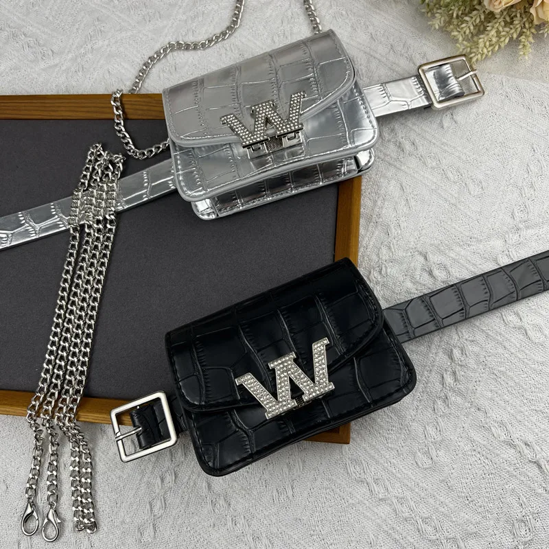 

2023 Mini Waist Packs Women PU Leather Belt With Coin Bag Casual Girls Detachable Chain Shoulder Bag Lipstick Key Fanny Packs
