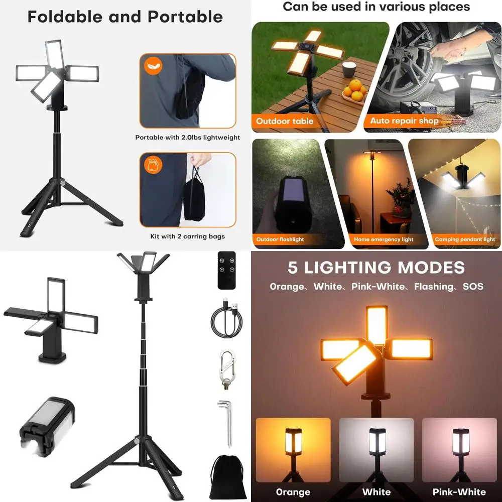 

Портативный телескопический светодиодный рабочий фонарь 4000 лм, перезаряжаемый, с пультом ДУ, водонепроницаемый IPX5, 14000 мАч для кемпинга, походов, экстренных ситуаций