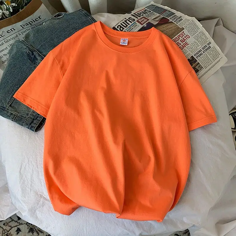 100% Baumwolle Kurzarm-T-Shirt für Männer und Frauen, Sommermode, einfarbig, schlicht, O-Ausschnitt, lockere, lässige Basic-Shortsleeve-Bluse. – Detail 17