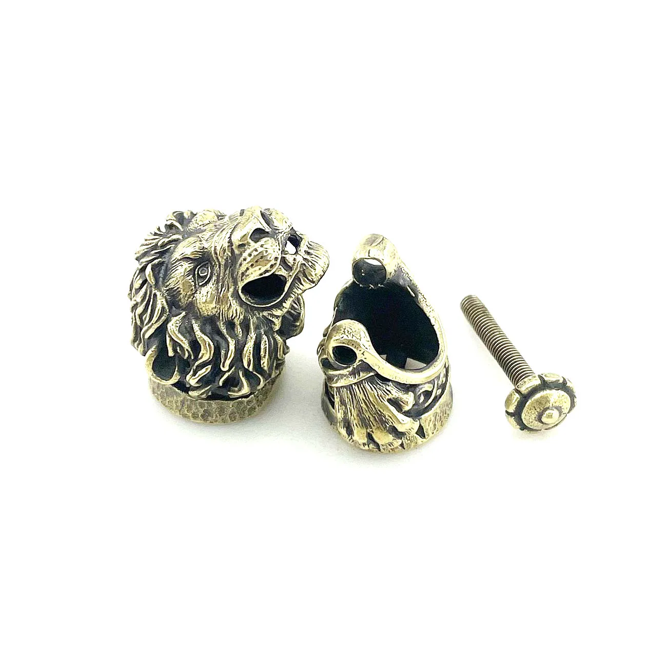 Brass Lion Head Paracord bracciale fibbia perline, accessori fai da te, strumenti EDC survivva, parti del pendente, ciondoli cordini, 1 Set