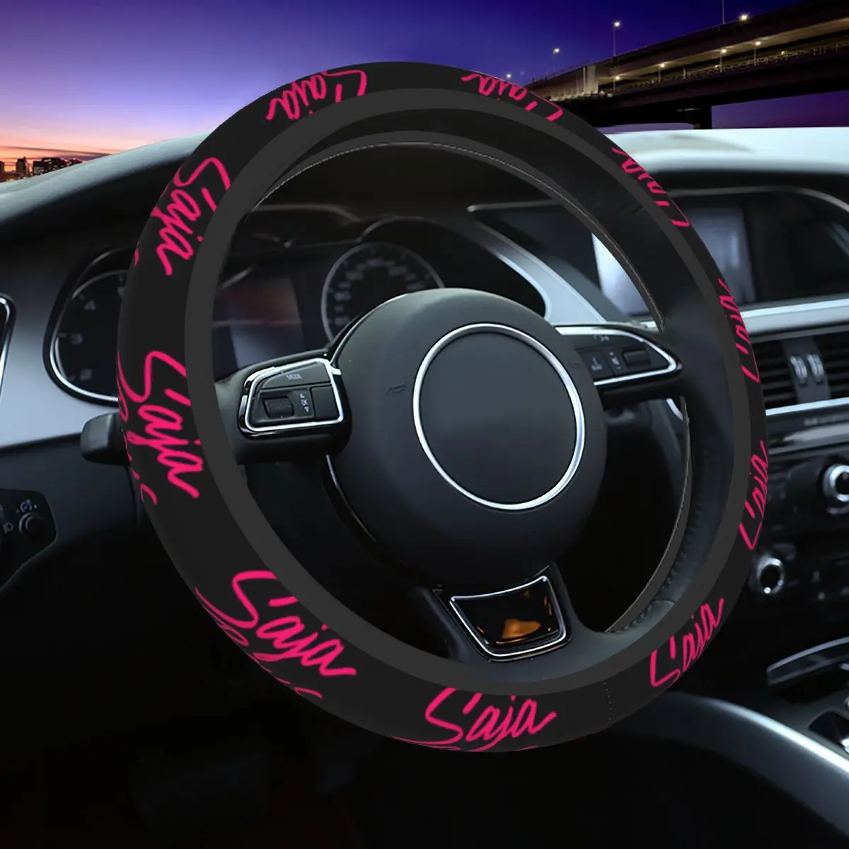 

Kpop Demon Hunters Movie Saja Boys Car Steering Wheel Cover Elastic Steering Wheel Cover Car-styling Interior Accessories