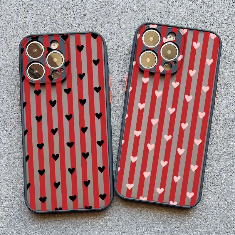 

Minimalist Vertical Striped Pattern Heart Phone Case For iPhone 17 16 Pro Max 15 14 Pro Max Plus 13 Mini 12 11 Pro Max Back Case
