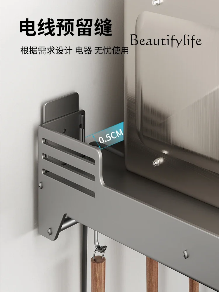 JB Gun Ash Forno de Microondas Rack de Armazenamento Rack de Parede Rack de Forno de Cozinha Montado na Parede Multifuncional