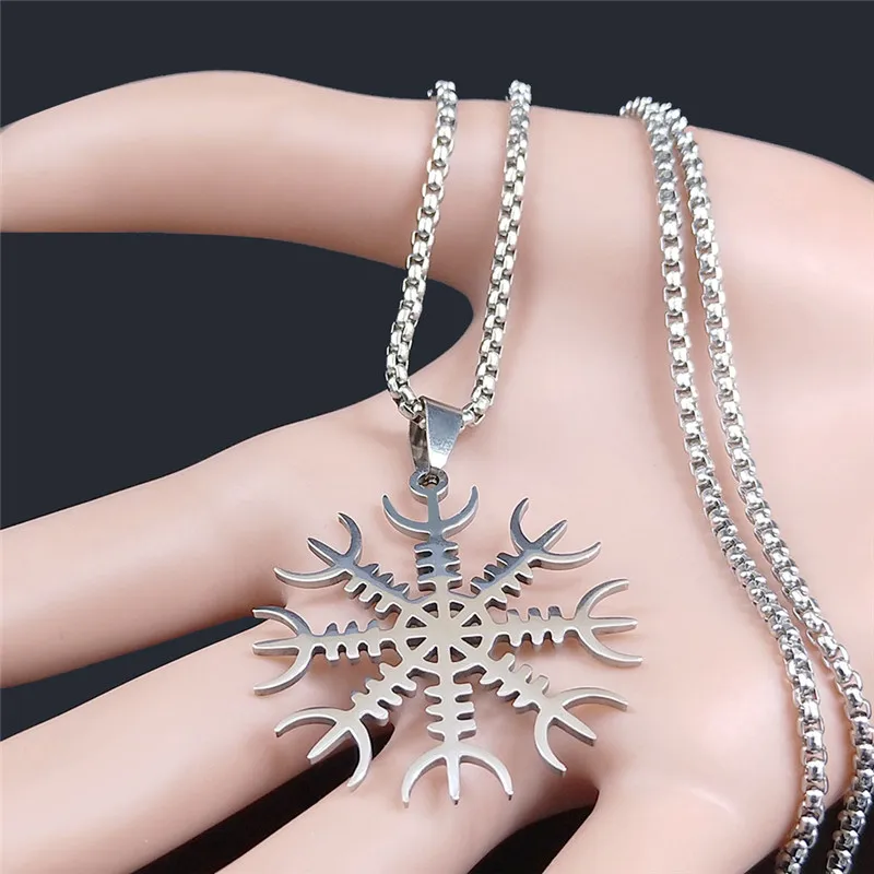 Viking Compass Compass Diverse Stainless Steel Necklace for Men/Women Silver Color Chain Necklaces Jewelry cadena 3620-QKC