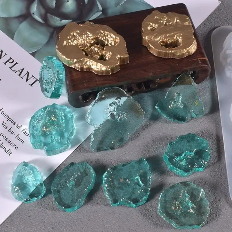 R3MC Irregular Crystal Stone Ornaments UV Crystal Epoxy Mold Necklace Earrings Pendant Resin Silicone Mould DIY Crafts Jewelry
