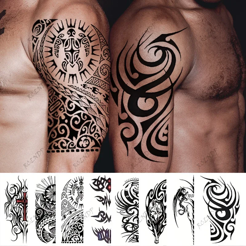 Waterproof Temporary Tattoo Sticker Male Totem Tribe Fake Tatto Flash Tatoo arm Tato for Girl Women Men