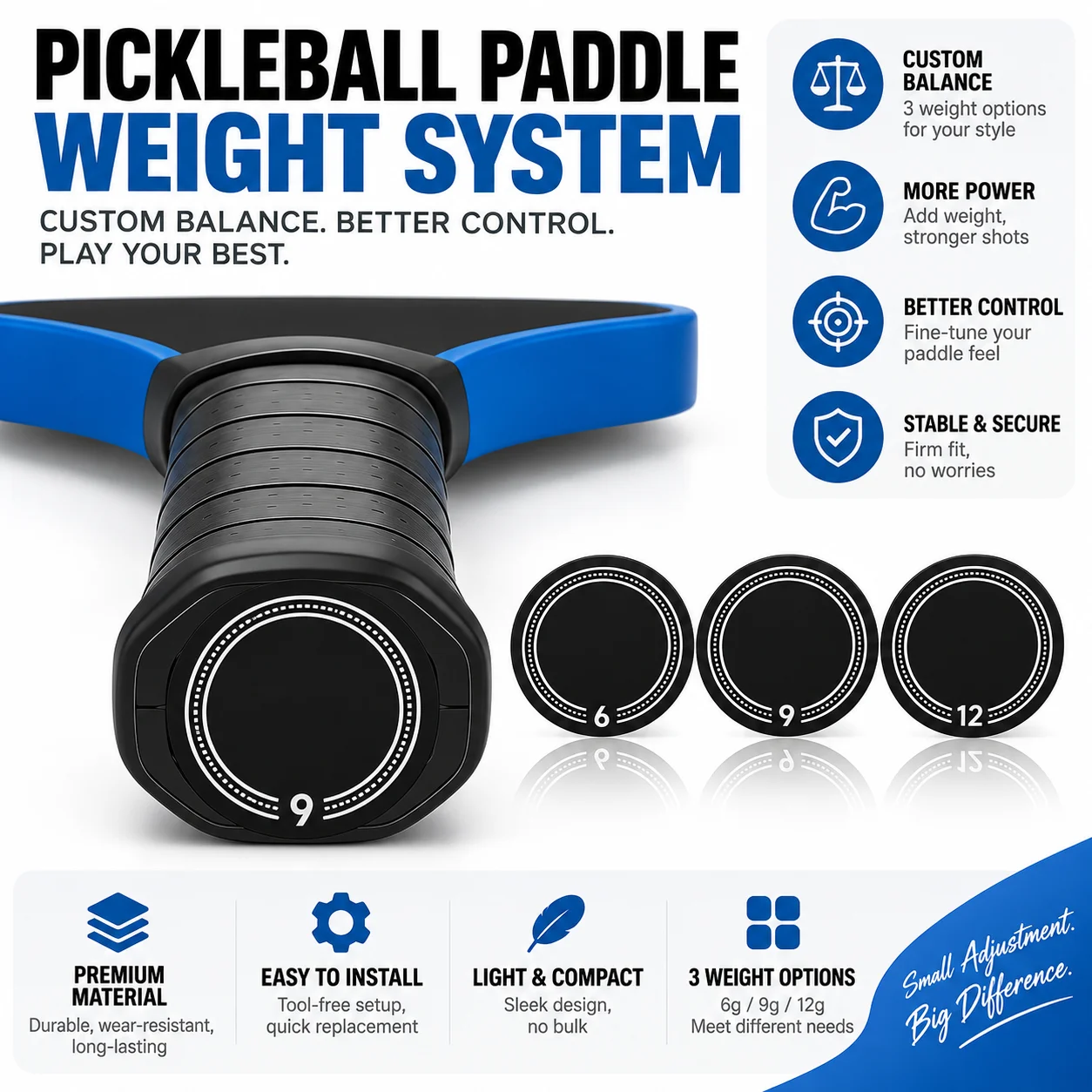 Tungsten Steel Pickleball Paddle Balance Weights with Screwdriver, Universal Paddle Accessory for Sports Equipment
