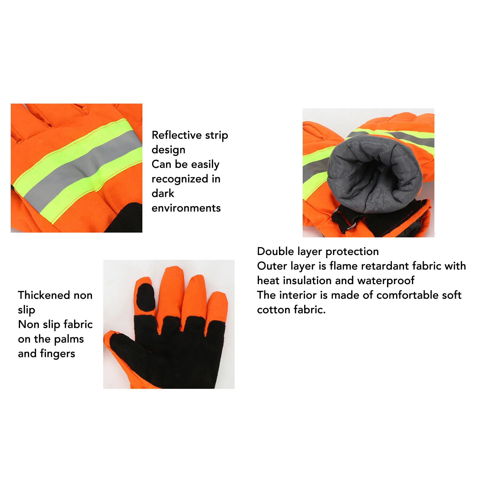 ZK30 Firefighting Gloves Heat Resistance Waterproof Anti Slip Flame Retardant Gloves with Reflective Strips for Men Women