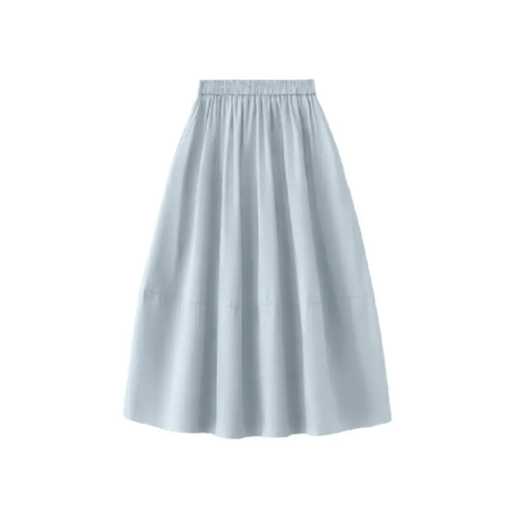 

Gray Blue Ice Silk Yamamoto Skirt for Women High Waist Slimming A-Line Pleated Umbrella Skirt Summer Thin New