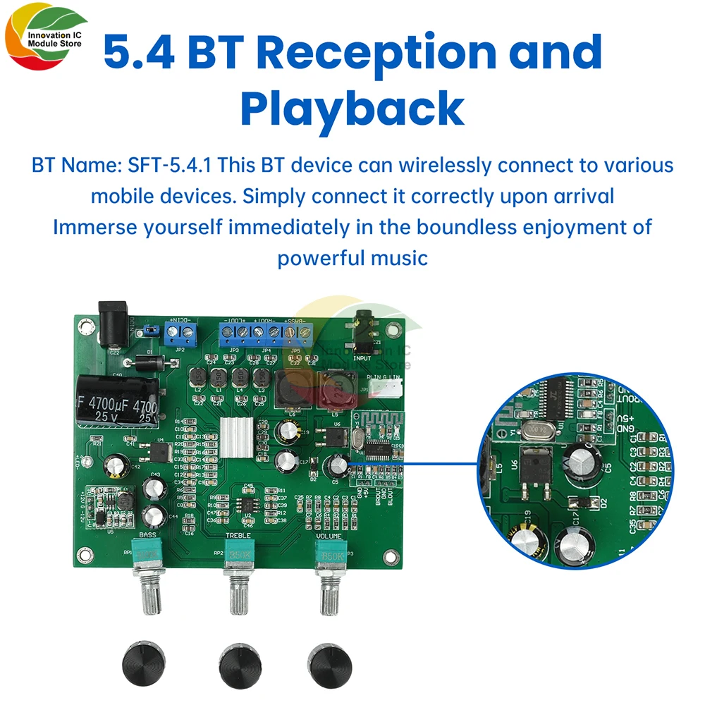 

DC 9-18 В 2,1-канальный Bt 5,4 плата цифрового усилителя высокой мощности 2*15 Вт + 30 Вт модуль сабвуфера Fever плата декодирования звука