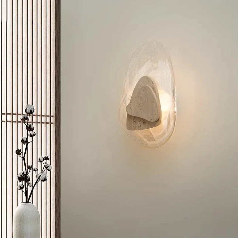 Modern Stone Travertine Wall Wall Lamp LED Indoor Home Decor Atmosphere Sconce for Bedroom Stairs