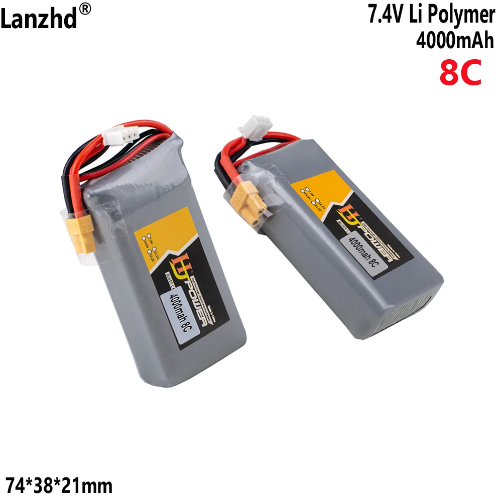 7.4v 4000mah 8C lithium battery For Model aircraft remote control TX16s TX18s controls battery （Not included Remote control