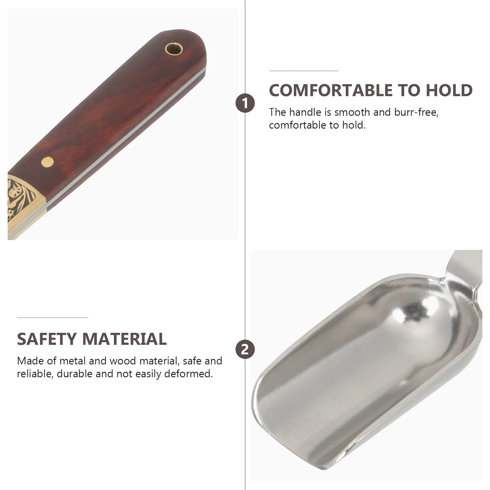 

Vintage Metal Wood Spoon For Loose Tea Coffee Beans Kitchen Popcorn Grain Scoop Practical Tea Shovel Long Handle Small