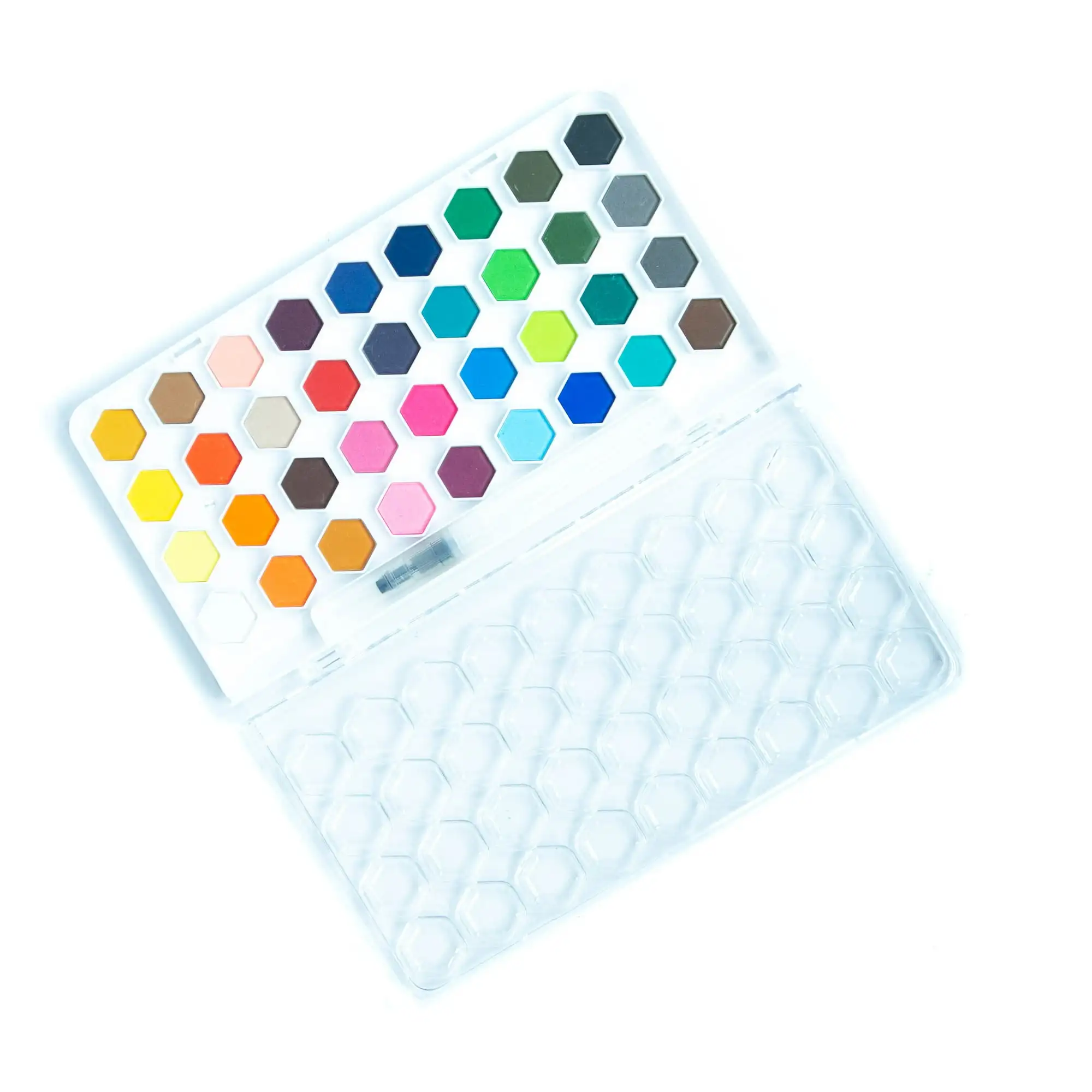 Hello Hobby tavolozza esagonale per pittura ad acquerello, 36 torte con pennello, #40097