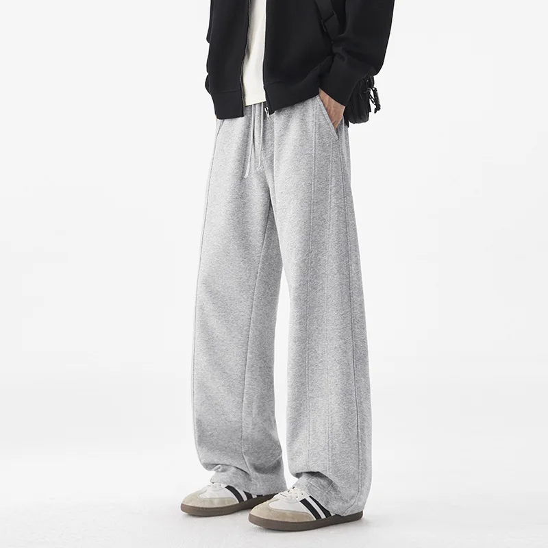 

Spring Summer Waist Scimitar Sweatpants Men's Solid Color Simple and Versatile Loose Wide Leg Drape Casual Pants