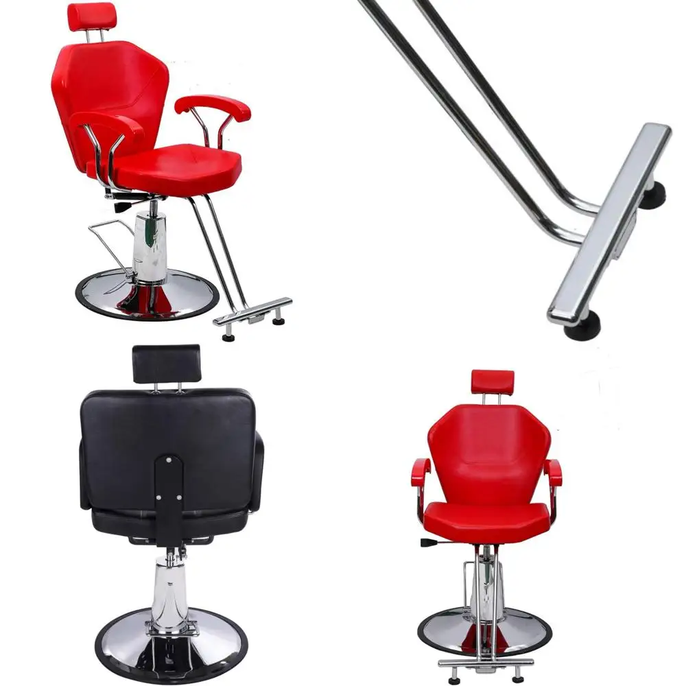 Funnylife كرسي مصفف الشعر الأحمر الهيدروليكي مستلق كرسي الحلاق صالون الشامبو معدات سبا التجميل #1