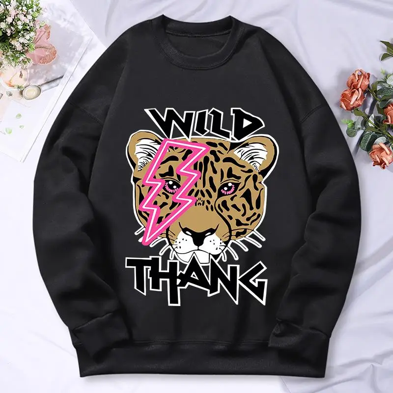 Sudadera con estampado de leopardo salvaje para mujer, Sudadera con capucha de lana cálida a la moda, sudaderas con capucha informales holgadas y cómodas, ropa femenina de Otoño Invierno