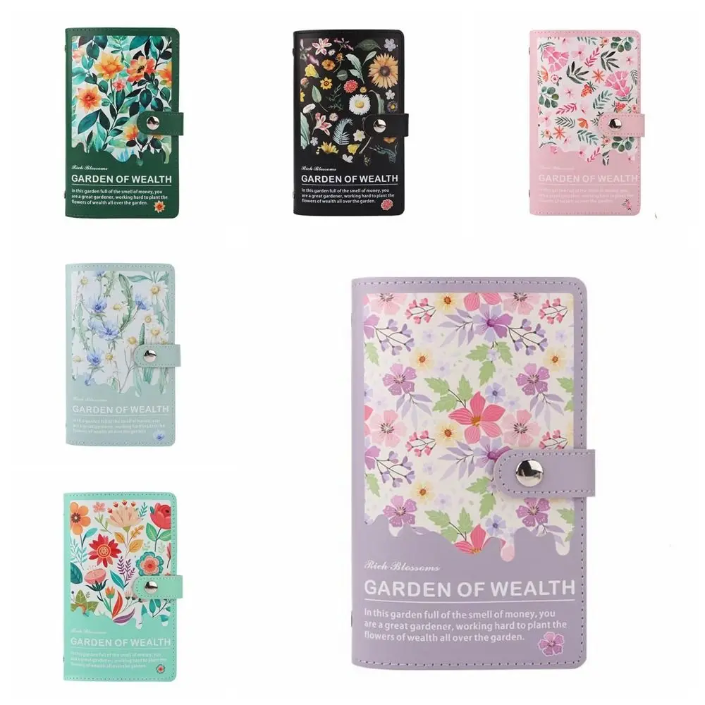 Budget Plan Money Saving Binder Flower Printed Waterproof Savings Challenge Binder Reusable Loose-leaf Cash Budget Notebook