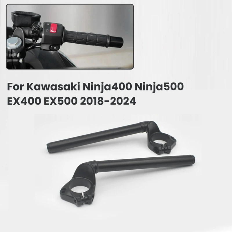 

For Kawasaki Ninja400 Ninja500 EX400 EX500 2018-2024 Motorcycle Black Left Right Handle Bar Clip-On Fork Tube Handlebars