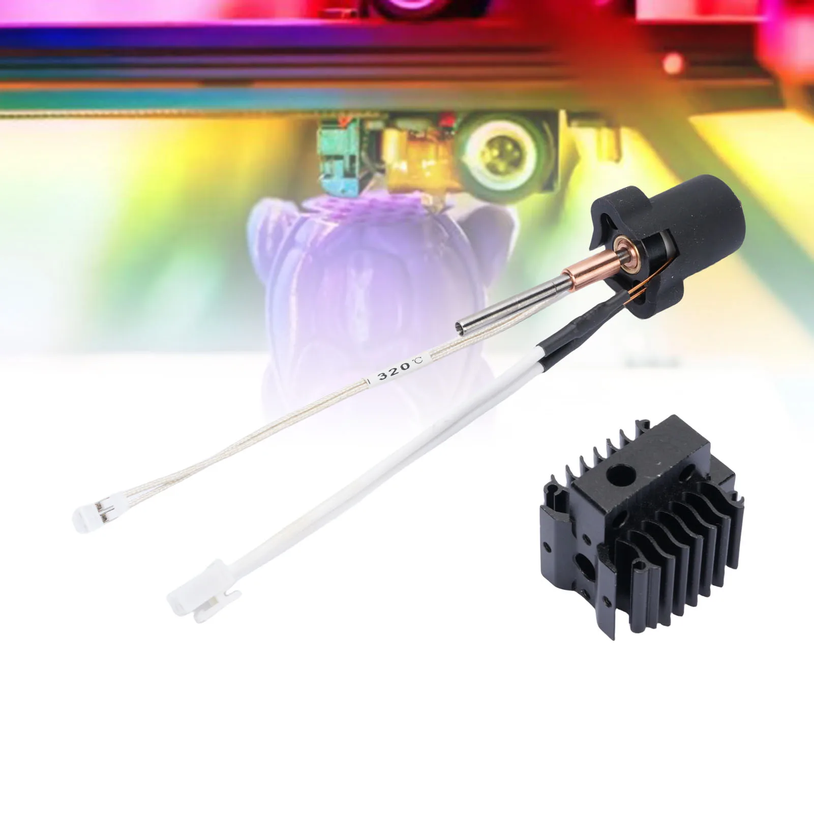 

Печатающая головка 3D-принтера Hotend, 60 Вт, керамический нагреватель, быстросменная насадка 0,4 мм с алюминиевым радиатором для PLA ABS PETG TPU