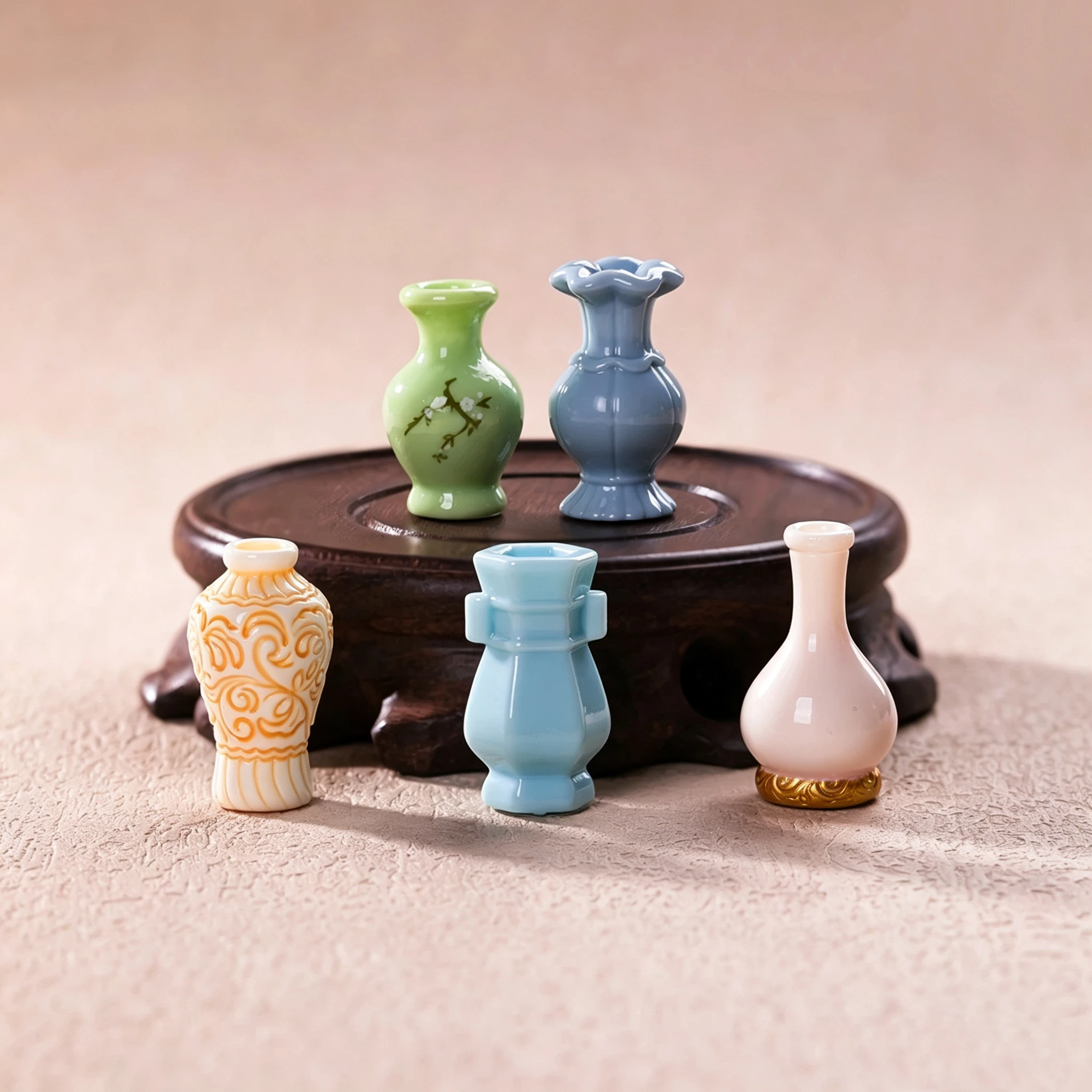 9pcs Simulation Porcelain Resin Mini Vase Vintage Micro Landscape Ornament DIY Flower Bottle Home Decor Graduation Holiday Gift