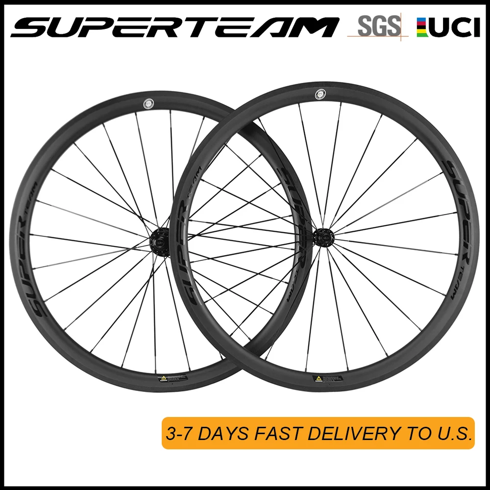 

Factory Sales Superteam 700C Carbon Wheelset 38mm Bicycle Wheels Clincher light Road Bike Carbon Wheels