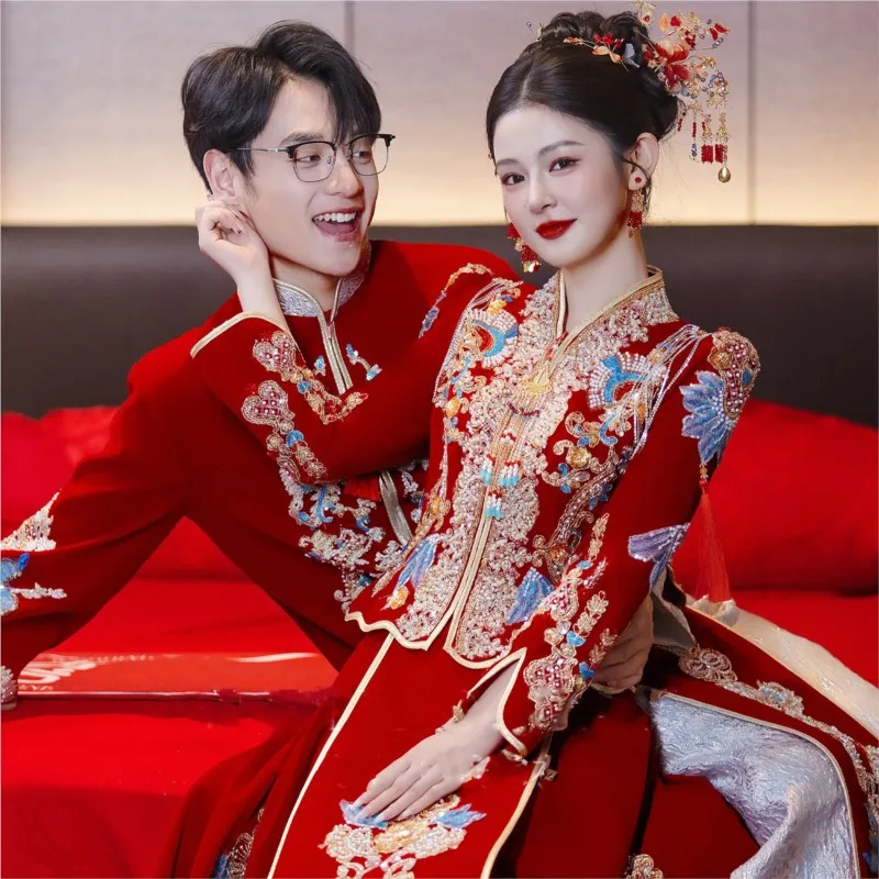 New large-sized and overweight wedding dress collar toasting Chinese-style