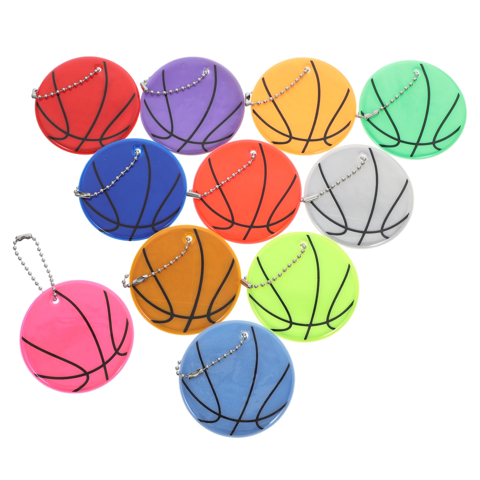 

11Pcs Basketball Reflective Pendant for Backpack Keychain Fluorescent Safety Tag Bag Charm Traffic Warning Sport Accessory 6Cm