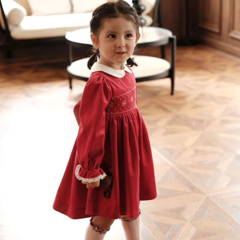 2024 Girl Dresses for Birthday Party Kids Luxury Embroidery Velvet Clothes Children Boutique Christmas & New Years\' Girls Dress