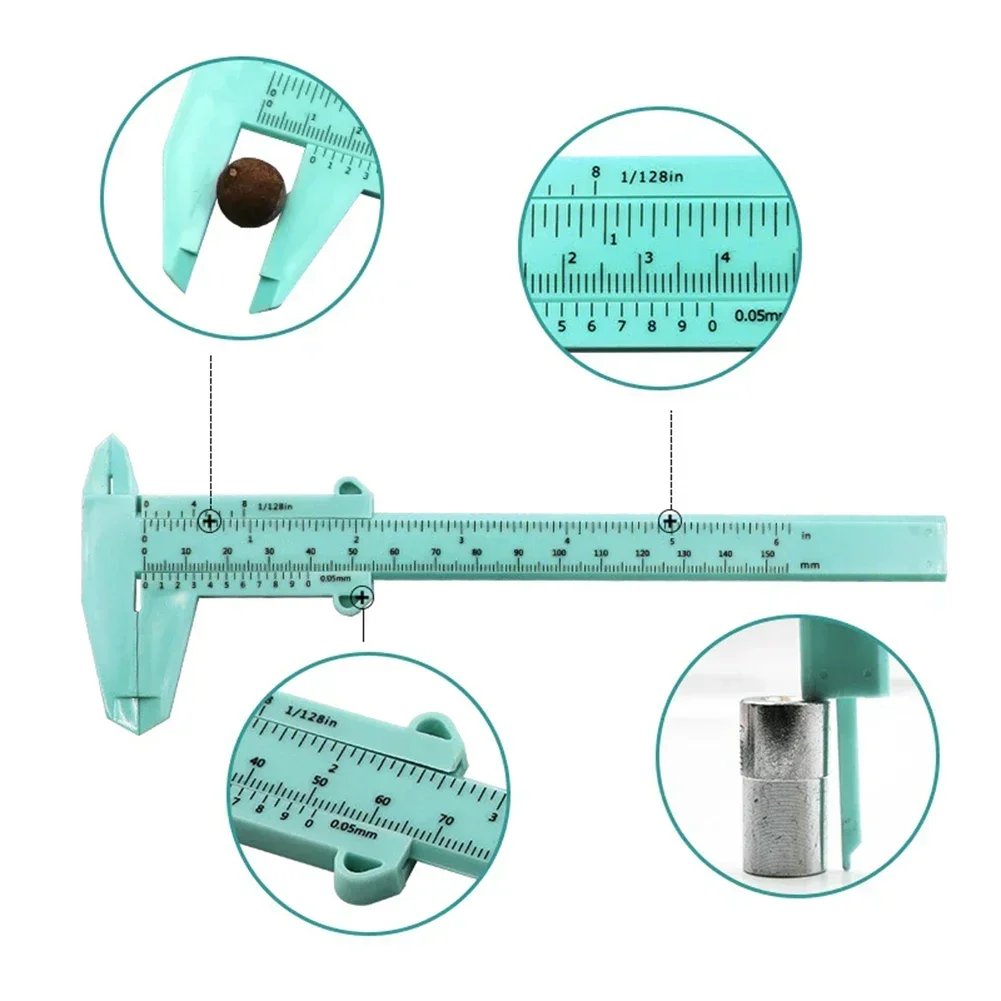 1 szt. 0-80mm/150mm podwójna skala plastikowa przesuwna suwmiarka z noniuszem Student Dial Gauge narzędzie pomiarowe do pomiarów biżuterii