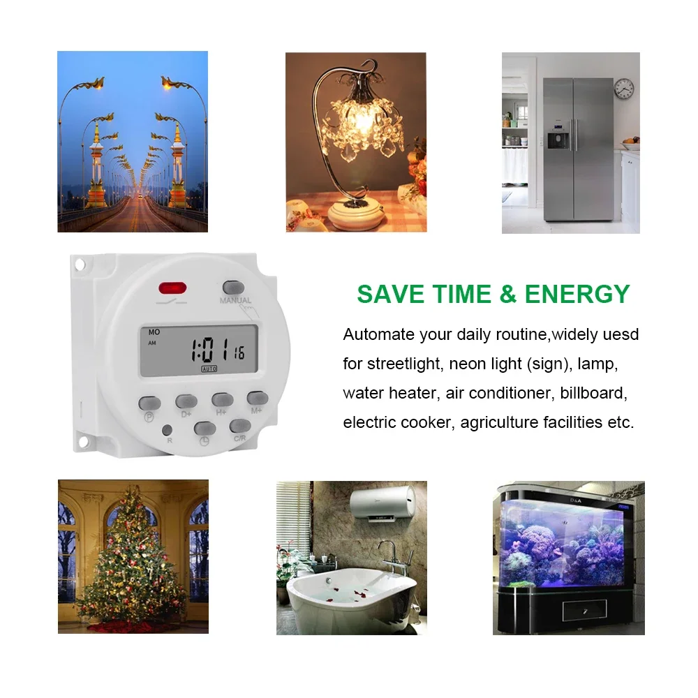 Timer Relay CN101A LCD time switch 110VAC 220VAC 12VDC 24VDC 48VDC Street lamp billboard power supply timer and waterproof cover