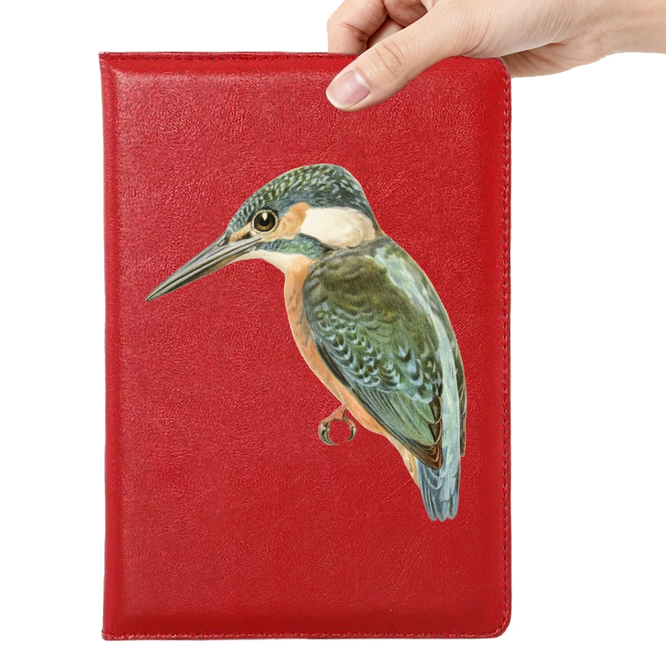 Realistic Kingfisher Art Faux Leather A5 Notebook with Personalized Cover Bookmark for Daily Journal Gift Students Office Study