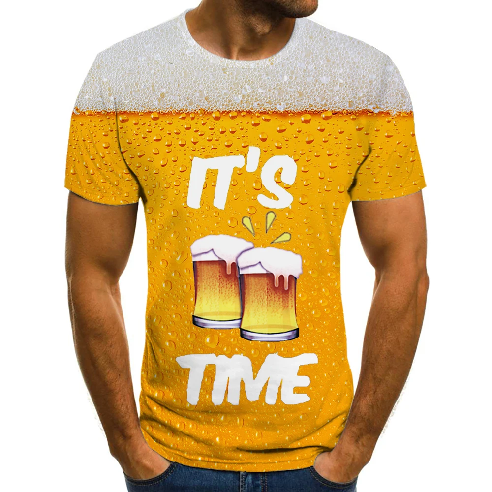 Beer And Fruit Cans 3D Printed Men'S And Women'S T-Shirts Interesting Novel 3D Printed T Shirt Short-Sleeved Top Clothing