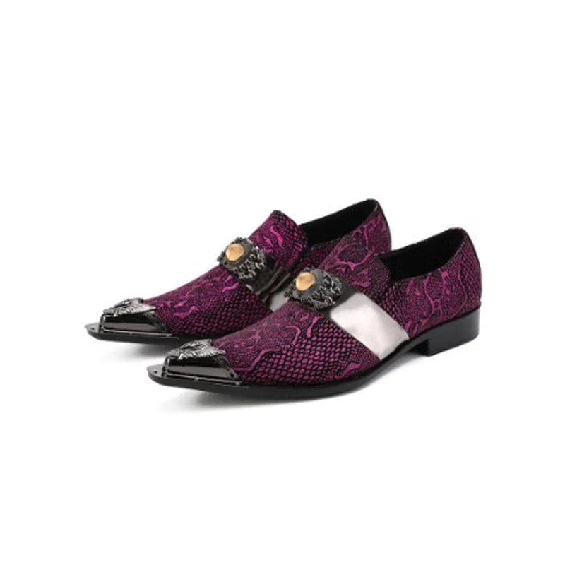 Zapatos de negocios Oxford para hombre, calzado Formal de cuero con punta de hierro, estilo británico, para fiesta de altura interior, fucsia