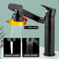 New 1080 Degree Bath Faucet Kitchen Sink Faucet Bathroom Faucet Mixer Aerator 2 In 1 Black Faucet Hot Water Faucet  Water Tap